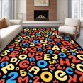 thumbnail image 1 of ODIKA 4'x6' Machine Washable Non-Slip Area Rug, Alphabet Parade with Dancing Letters Cheerful Numbers and Playful Creatures High Traffic Rug, Red, 683810, 1 of 7