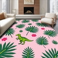 thumbnail image 1 of ODIKA 4'x6' Machine Washable Non-Slip Area Rug, Ancient Reptile Featuring Forest Creatures High Traffic Rug with Pad, Pink, 723324, 1 of 8
