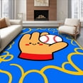 thumbnail image 1 of ODIKA 4'x6' Machine Washable Non-Slip Area Rug, Animated Baseball Glove and Scene with Smiling Cartoon Face High Traffic Rug with Pad, Blue, 728684, 1 of 8