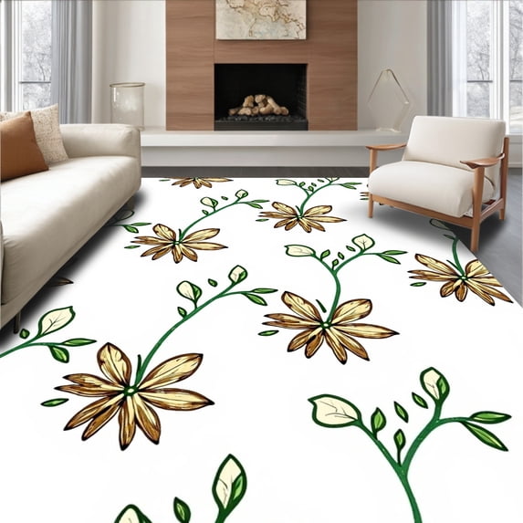 ODIKA 4x6 Machine Washable Non-Slip Area Rug, Arctic Bloom Tree with ...