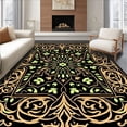 thumbnail image 1 of ODIKA 4'x6' Machine Washable Non-Slip Area Rug, Art Nouveau Inspired Stylized Flowers with Flowing Curves High Traffic Rug with Pad, Black, 529354, 1 of 8