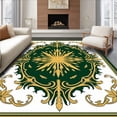 thumbnail image 1 of ODIKA 4'x6' Machine Washable Non-Slip Area Rug, Art Nouveau Starburst Featuring Festive High Traffic Rug with Pad, Green, 733933, 1 of 8