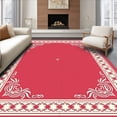 thumbnail image 1 of ODIKA 4'x6' Machine Washable Non-Slip Area Rug, Art Nouveau Swirl Design with Flourishing Floral Details High Traffic Rug with Pad, Red, 595741, 1 of 8