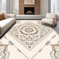 thumbnail image 1 of ODIKA 4'x6' Machine Washable Non-Slip Area Rug, Artisan Boho Medallion Interlocking Motif High Traffic Rug, Beige, 556351, 1 of 7