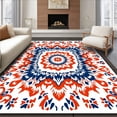 thumbnail image 1 of ODIKA 4'x6' Machine Washable Non-Slip Area Rug, Artisan Boho Overlay with Abstract Floral and Interlocking Starbursts High Traffic Rug with Pad, Orange, 572985, 1 of 8