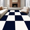 thumbnail image 1 of ODIKA 4'x6' Machine Washable Non-Slip Area Rug, Artisan Chess Board Modern Minimalist Stylish High Traffic Rug, Blue, 560384, 1 of 7