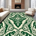 thumbnail image 1 of ODIKA 4'x6' Machine Washable Non-Slip Area Rug, Artisan Damask Reverie with Lattice Vines and Stylized Blossoms High Traffic Rug with Pad, Green, 463808, 1 of 8