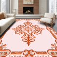 thumbnail image 1 of ODIKA 4'x6' Machine Washable Non-Slip Area Rug, Artisan Interlocking Lattice Medallion with Floral Scrollwork High Traffic Rug, Orange, 539888, 1 of 7