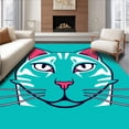 thumbnail image 1 of ODIKA 4'x6' Machine Washable Non-Slip Area Rug, Artistic Paws Purr fect Elegant Juvenile Modern Accent High Traffic Rug, Blue, 531296, 1 of 7