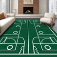 thumbnail image 1 of ODIKA 4'x6' Machine Washable Non-Slip Area Rug, Athletic Field Layout Blueprint Style with Court Markings High Traffic Rug, Green, 673910, 1 of 7