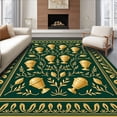 thumbnail image 1 of ODIKA 4'x6' Machine Washable Non-Slip Area Rug, Autumn Championship Trophy Acorn Oak Leaf Celebration High Traffic Rug, Green, 603333, 1 of 7
