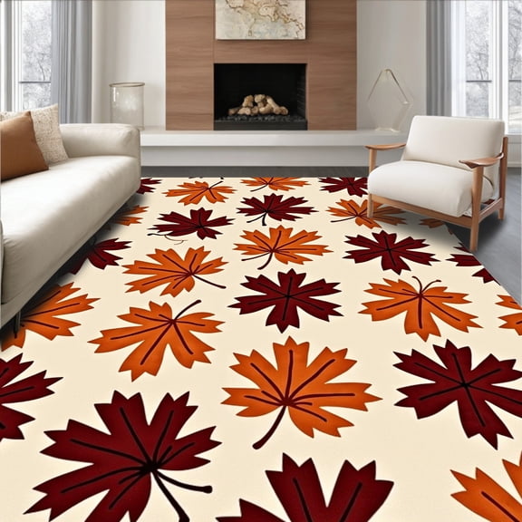 ODIKA 4x6 Machine Washable Non-Slip Area Rug, Autumn Harvest Welcome Entrance Doorway Decoration High Traffic Rug, Beige, 602378