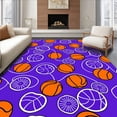 thumbnail image 1 of ODIKA 4'x6' Machine Washable Non-Slip Area Rug, Basketball Court Sports Design with Hoop Action Graphics High Traffic Rug with Pad, Purple, 678683, 1 of 8