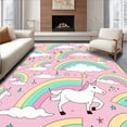 thumbnail image 1 of ODIKA 4'x6' Machine Washable Non-Slip Area Rug, Bath Unicorn Dreams Magical Fantasy Clouds High Traffic Rug with Pad, Pink, 723019, 1 of 8