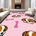 thumbnail image 1 of ODIKA 4'x6' Machine Washable Non-Slip Area Rug, Beagle Puppy Illustration Featuring Fun Bone and High Traffic Rug with Pad, Pink, 728843, 1 of 8