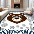 thumbnail image 1 of ODIKA 4'x6' Machine Washable Non-Slip Area Rug, Bear Portrait with Festive and Interlocking Nordic Snow High Traffic Rug, Brown, 650234, 1 of 7