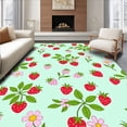 thumbnail image 1 of ODIKA 4'x6' Machine Washable Non-Slip Area Rug, Blooming Berry Patch Botanical Garden Inspired Accent High Traffic Rug with Pad, Red, 468217, 1 of 8