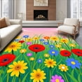 thumbnail image 1 of ODIKA 4'x6' Machine Washable Non-Slip Area Rug, Blooming Meadow Hook Artwork Creation High Traffic Rug, Red, 641038, 1 of 5