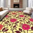 thumbnail image 1 of ODIKA 4'x6' Machine Washable Non-Slip Area Rug, Blooming Rose Garden Valentine Tree Stand Cover Floral Romance Holiday High Traffic Rug, Yellow, 631652, 1 of 7