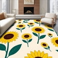 thumbnail image 1 of ODIKA 4'x6' Machine Washable Non-Slip Area Rug, Blooming Sunflower Garden Motif with Vibrant Petals Design High Traffic Rug, Yellow, 511427, 1 of 7