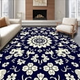thumbnail image 1 of ODIKA 4'x6' Machine Washable Non-Slip Area Rug, Blossom with Ornate Floral Centerpiece Design High Traffic Rug with Pad, Blue, 483456, 1 of 8