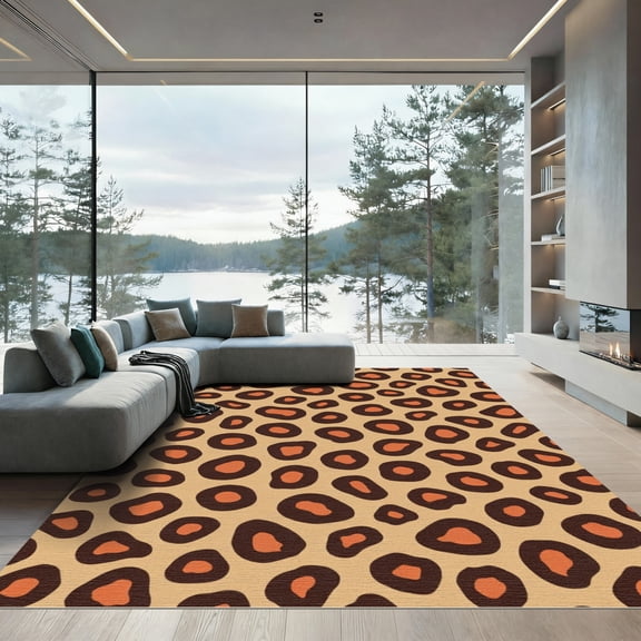 ODIKA 4'x6' Machine Washable Non-Slip Area Rug, Bohemian Beige High Traffic Rug, Beige, 1100259