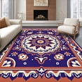 thumbnail image 1 of ODIKA 4x6 Machine Washable Non-Slip Area Rug, Bohemian Faded Artisan Medallion High Traffic Rug with Pad, Purple, 663634, 1 of 8