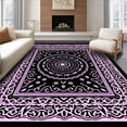 thumbnail image 1 of ODIKA 4'x6' Machine Washable Non-Slip Area Rug, Boho Medallion Ornamental Motif with Delicate High Traffic Rug, Pink, 730932, 1 of 7