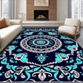 thumbnail image 1 of ODIKA 4x6 Machine Washable Non-Slip Area Rug, Boho Ornate Floral Motifs High Traffic Rug, Blue, 573223, 1 of 7