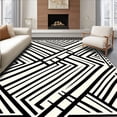 thumbnail image 1 of ODIKA 4'x6' Machine Washable Non-Slip Area Rug, Bold Artistry Featuring Asymmetric Zigzag Bands High Traffic Rug, Black, 527199, 1 of 7