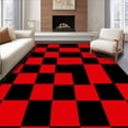 thumbnail image 1 of ODIKA 4'x6' Machine Washable Non-Slip Area Rug, Bold Checkered Design Ruby & Onyx High Traffic Rug with Pad, Black, 379294, 1 of 8
