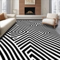 thumbnail image 1 of ODIKA 4'x6' Machine Washable Non-Slip Area Rug, Bold Stripe Abstract Alternating Zigzag High Traffic Rug, Black, 612116, 1 of 7