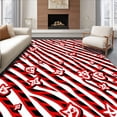 thumbnail image 1 of ODIKA 4'x6' Machine Washable Non-Slip Area Rug, Bold Mascot Abstract with Dynamic Stripes and Accents High Traffic Rug with Pad, Red, 668856, 1 of 8