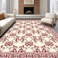 thumbnail image 1 of ODIKA 4'x6' Machine Washable Non-Slip Area Rug, Botanical Design Featuring Interlocking Petals and Vines High Traffic Rug, Ivory, 659277, 1 of 7