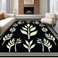 thumbnail image 1 of ODIKA 4'x6' Machine Washable Non-Slip Area Rug, Botanical Leaf Array with Art Influence High Traffic Rug with Pad, Black, 595665, 1 of 8