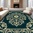 thumbnail image 1 of ODIKA 4'x6' Machine Washable Non-Slip Area Rug, Botanical Medallion Scrollwork with Delicate Foliage Vines High Traffic Rug with Pad, Green, 559587, 1 of 8