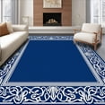 thumbnail image 1 of ODIKA 4'x6' Machine Washable Non-Slip Area Rug, Botanical Scrollwork with Intricate Interlocking Borders High Traffic Rug, Blue, 550995, 1 of 7