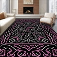 thumbnail image 1 of ODIKA 4'x6' Machine Washable Non-Slip Area Rug, Botanical Vine Scrollwork with Minimalist Leaves and Slate Grey Accents High Traffic Rug, Black, 550554, 1 of 7