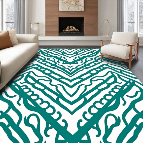 ODIKA 4'x6' Machine Washable Non-Slip Area Rug, Braided Pathway High Traffic Rug, Green, 716881