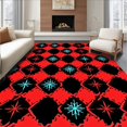 thumbnail image 1 of ODIKA 4'x6' Machine Washable Non-Slip Area Rug, Buffalo Check Argyle Interlocking Snowflake Motif High Traffic Rug, Red, 732414, 1 of 7