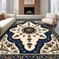thumbnail image 1 of ODIKA 4'x6' Machine Washable Non-Slip Area Rug, Burst Portable with Intricate Medallion Design High Traffic Rug with Pad, Blue, 711237, 1 of 8