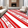 thumbnail image 1 of ODIKA 4'x6' Machine Washable Non-Slip Area Rug, Cane Stripe Arch with Peppermint Swirl Holiday Theme High Traffic Rug with Pad, Red, 605485, 1 of 8
