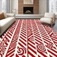thumbnail image 1 of ODIKA 4'x6' Machine Washable Non-Slip Area Rug, Cane Stripe Cute Small Anti Slip Floor Covering High Traffic Rug with Pad, Red, 611880, 1 of 8