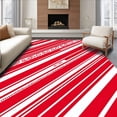 thumbnail image 1 of ODIKA 4'x6' Machine Washable Non-Slip Area Rug, Cane Stripe Shower Room with Peppermint Swirl Motifs High Traffic Rug with Pad, Red, 736280, 1 of 8