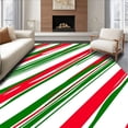 thumbnail image 1 of ODIKA 4'x6' Machine Washable Non-Slip Area Rug, Cane Stripe Whimsical Holiday Toilet Cover High Traffic Rug with Pad, Red, 627871, 1 of 8