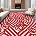 thumbnail image 1 of ODIKA 4'x6' Machine Washable Non-Slip Area Rug, Cane Stripe Yuletide Lavatory Accessory Kit High Traffic Rug with Pad, Red, 653875, 1 of 8