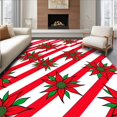 thumbnail image 1 of ODIKA 4'x6' Machine Washable Non-Slip Area Rug, Cane Stripe Zigzag Bath with Poinsettia Bloom Motifs High Traffic Rug with Pad, Red, 735613, 1 of 8