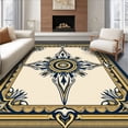 thumbnail image 1 of ODIKA 4'x6' Machine Washable Non-Slip Area Rug, Captivating Radial Antiqued Ethereal Graceful Arrangement High Traffic Rug, Beige, 658981, 1 of 7