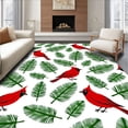 thumbnail image 1 of ODIKA 4'x6' Machine Washable Non-Slip Area Rug, Cardinal Gathering Snowy Pine Branch Festive Art Design High Traffic Rug, Red, 740955, 1 of 7