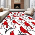 thumbnail image 1 of ODIKA 4'x6' Machine Washable Non-Slip Area Rug, Cardinal Motif with Winter Berry Branch Decorative Floor High Traffic Rug, Red, 502305, 1 of 7